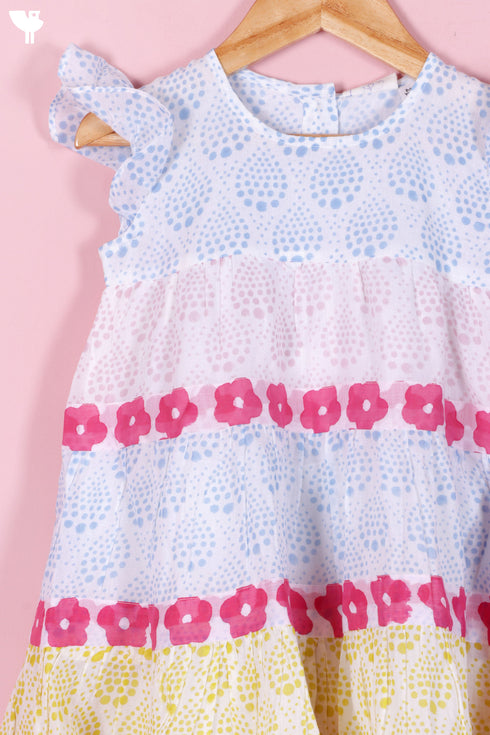Cotton Frock & Shorts Set In Block Print